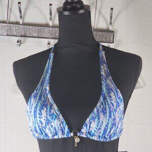 Beach Melissa Odabash Sky Blue Lined Nylon Span Poly Halter Bikini Swim Top Sz S